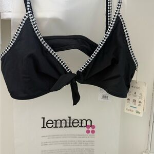 NWT Lemlem Lena Tie Front Black Bikini Top